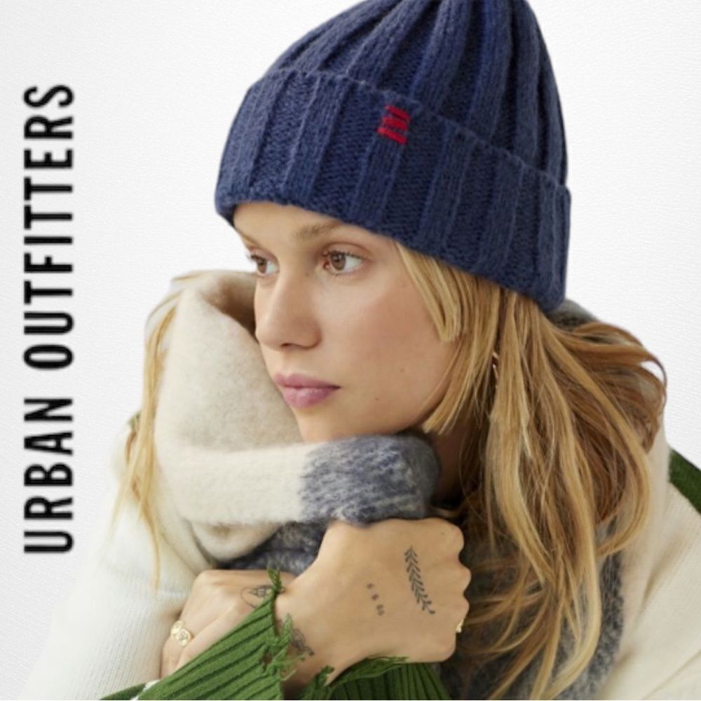 NEW BDG UO Urban Outfitters Stitched  Fisherman Navy Beanie Cap Hat